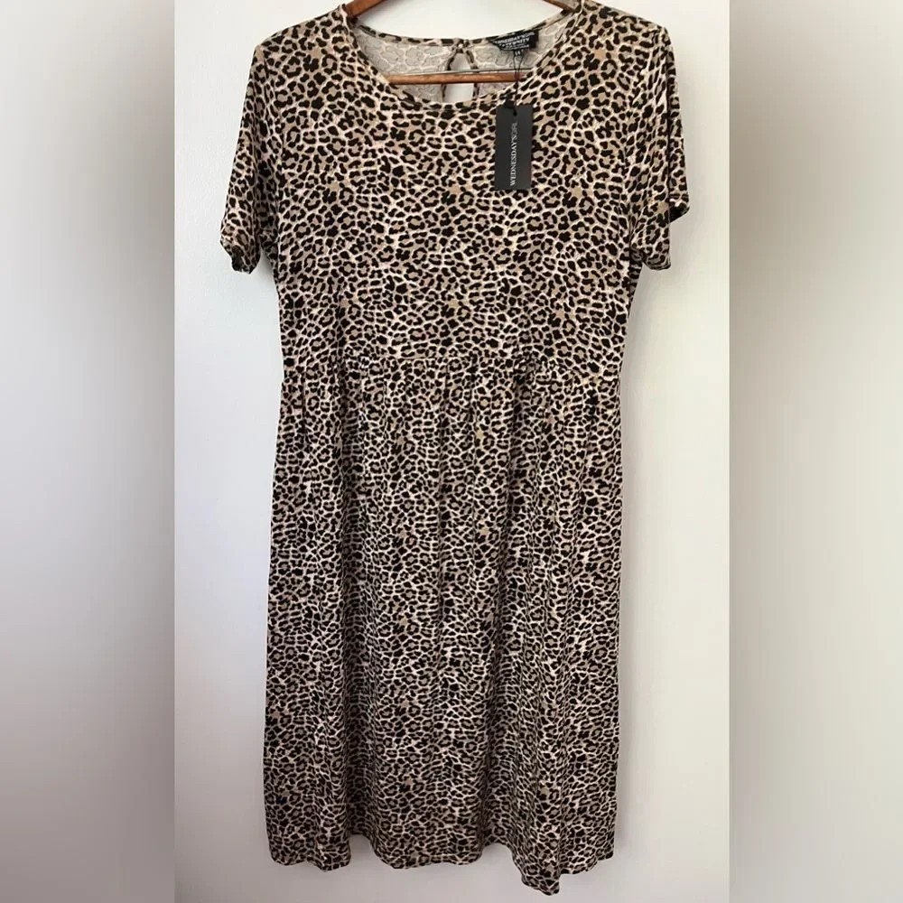 Wednesday’s Girl Maternity Dress cheetah Leopard Print NWT Size 14 NEW